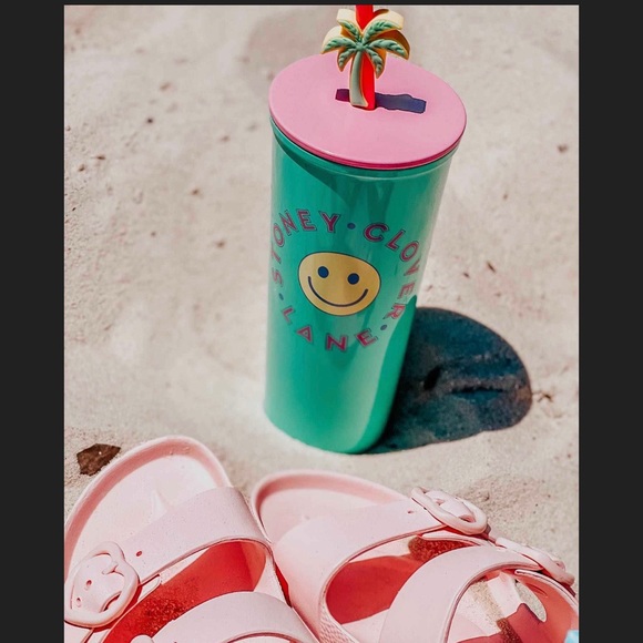 Preppy STONEY CLOVER LANE Teal Green Stainless Steel Tumbler Heart straw - Picture 5 of 13